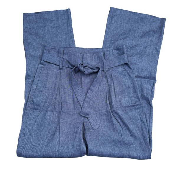NWOT Banana Republic Blue Belted Linen Pants Size 4 - Picture 2 of 5